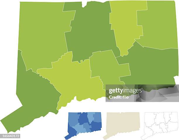 connecticut county map - connecticut stock illustrations