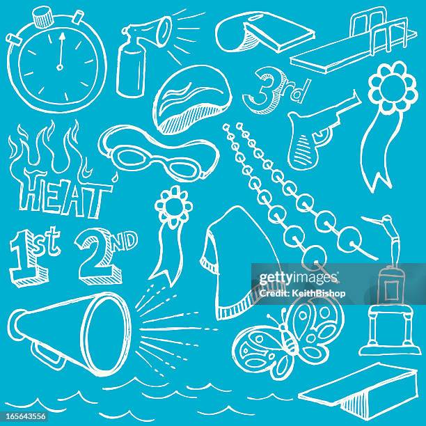 swim team doodles - starting block stock illustrations