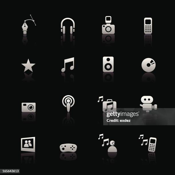 multimedia icon set - point and shoot camera stock illustrations