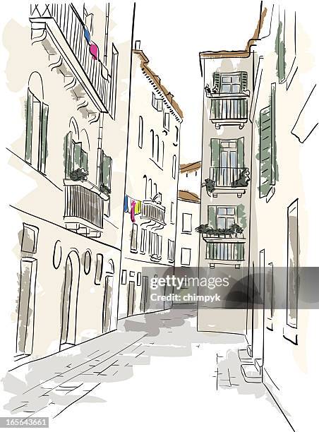 italian alley - narrow stock illustrations