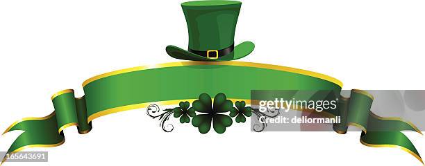 st. patricks day banner - green hat stock illustrations
