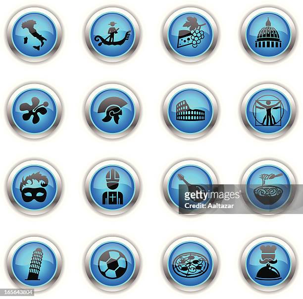 blue icons - italy - blue cheese stock illustrations