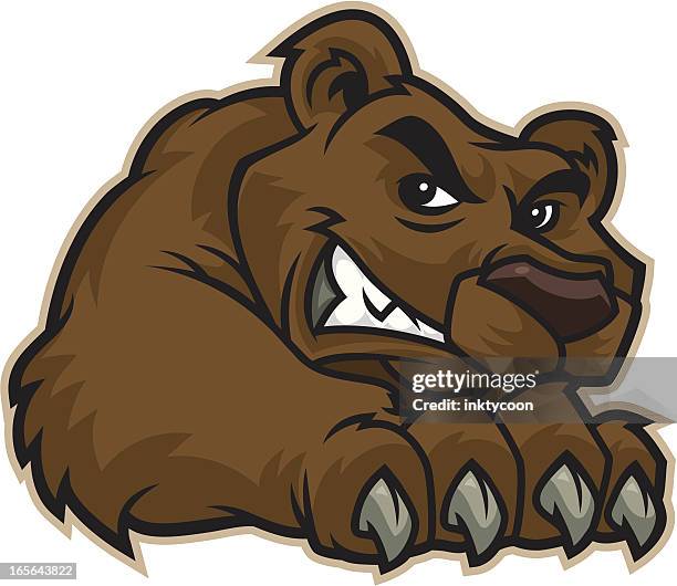 bear claw mascot - bear white background stock illustrations
