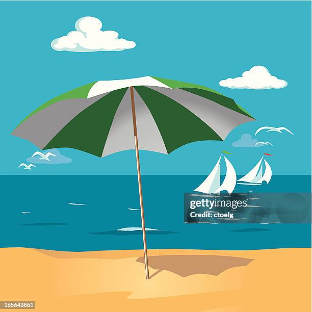 stockillustraties, clipart, cartoons en iconen met parasol on the beach - spinnaker