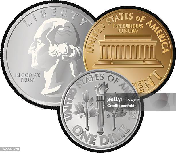 clipart of money cents used in the united states - quarter stock illustrations