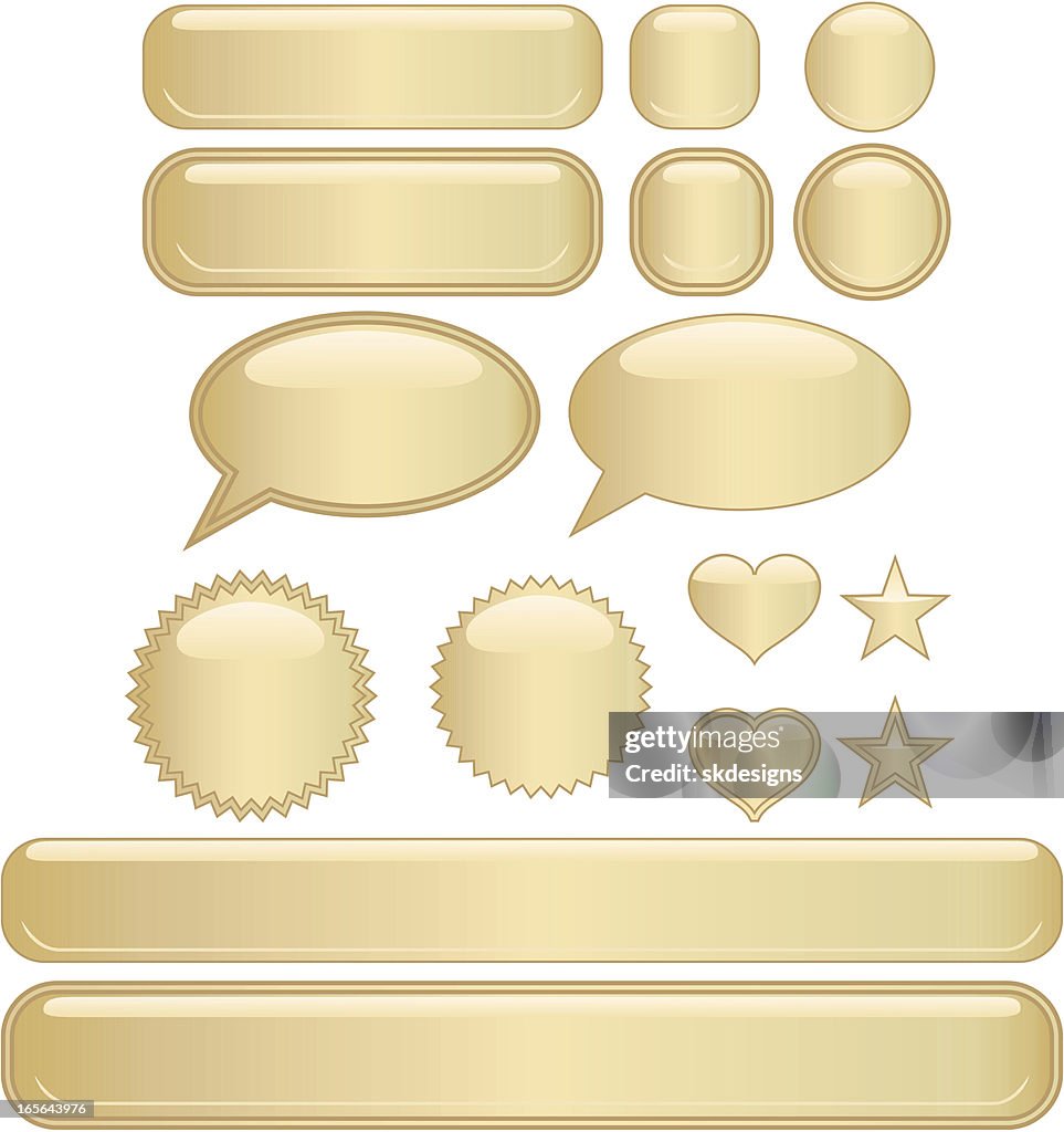 Shiny Sticker Vector Shiny Buttons And Stickers Set Gold High-Res Vector Graphic - Getty Images
