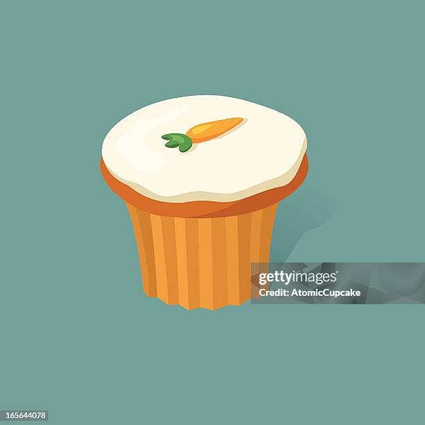 karottenkuchen cupcake - carrot cake stock-grafiken, -clipart, -cartoons und -symbole