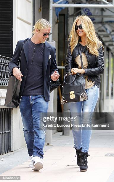 Ex Real Madrid football player Guti and Romina Belluscio are seen going for shopping on April 4, 2013 in Madrid, Spain.