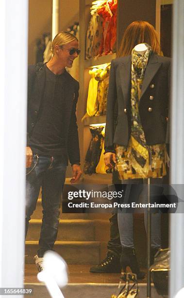 Ex Real Madrid football player Guti and Romina Belluscio are seen going for shopping on April 4, 2013 in Madrid, Spain.