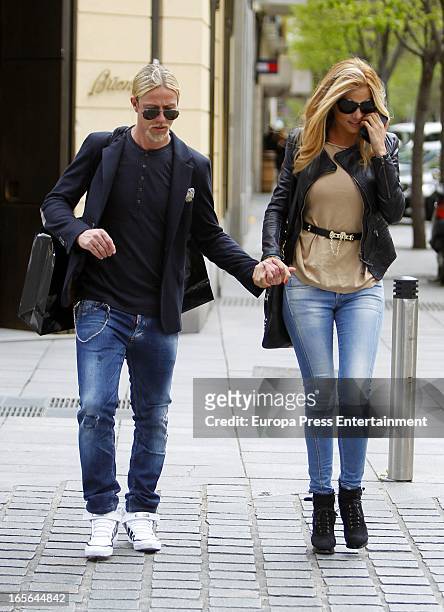 Ex Real Madrid football player Guti and Romina Belluscio are seen going for shopping on April 4, 2013 in Madrid, Spain.