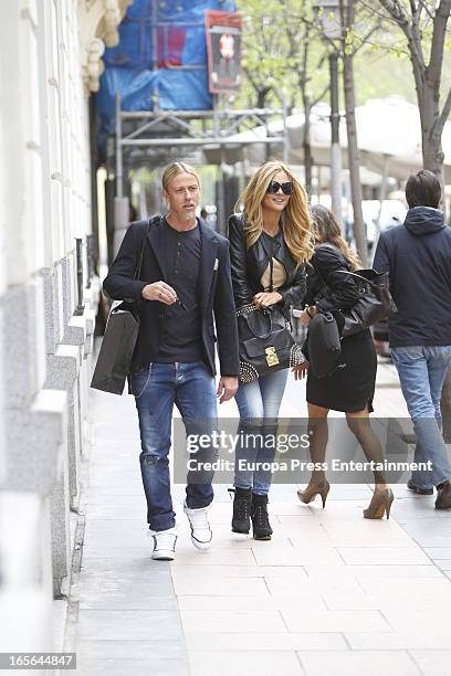 Ex Real Madrid football player Guti and Romina Belluscio are seen going for shopping on April 4, 2013 in Madrid, Spain.