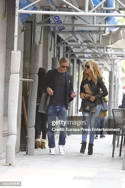 Ex Real Madrid football player Guti and Romina Belluscio are seen going for shopping on April 4, 2013 in Madrid, Spain.