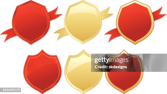 Shields Design Elements Set - Red, Gold Shields Design Elements Set - Red, Gold