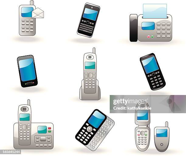 stockillustraties, clipart, cartoons en iconen met telephones - hands free apparaat