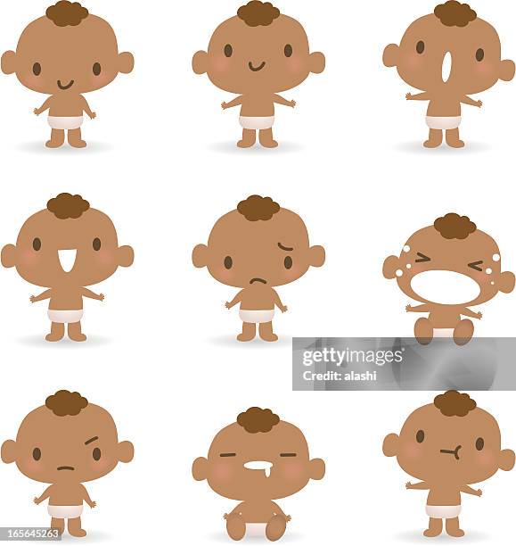 icon ( emoticons ) - cute babies( mad, crying, smiling, sleeping ) - boy yelling stock illustrations