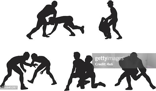 wrestlers - squat exercise stock illustrations