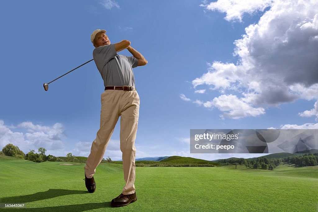 Golfer Playing on Course in Bright Daylight