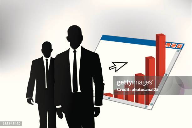computer business - man surrounded by computers stock illustrations