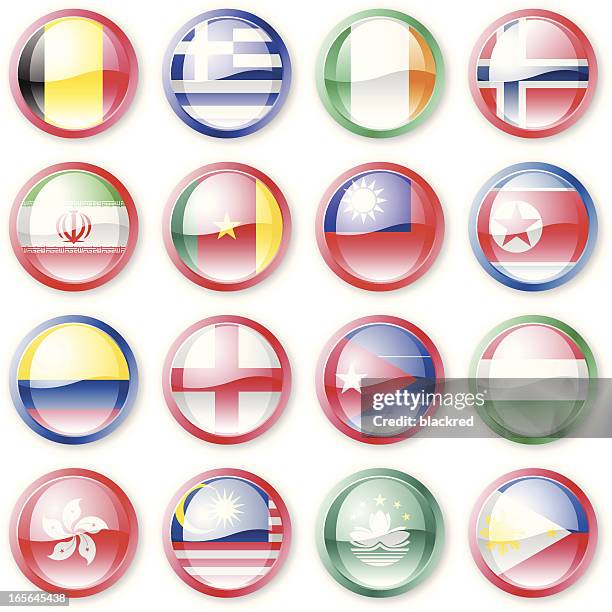 national flag buttons - macao stock illustrations