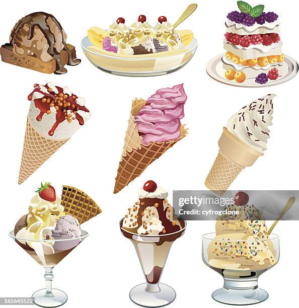 ice cream - dessert pie stock illustrations