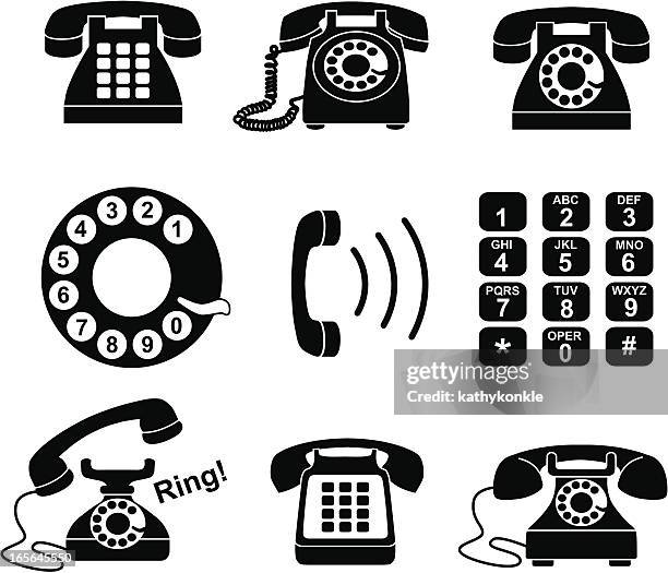 ilustrações de stock, clip art, desenhos animados e ícones de ícones de telefone - telefone fixo