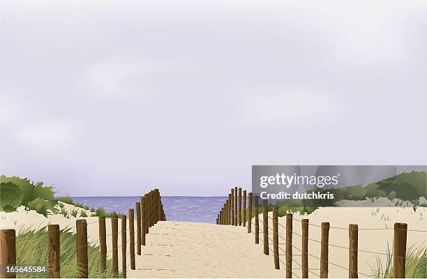 sand dunes in holland - sand dunes stock illustrations