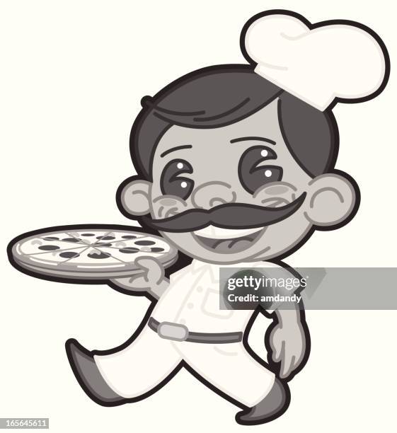 vector reto style pizza guy - vegetable pizza stock illustrations