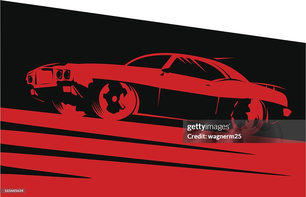 Classic muscle car in red II