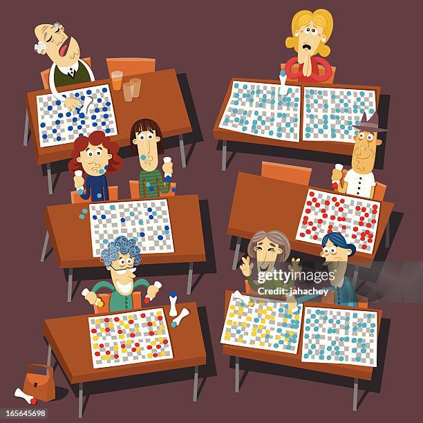 community playing bingo - bingo stock illustrations