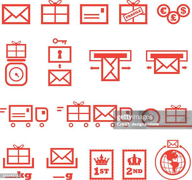 post office icons - bubble wrap stock illustrations