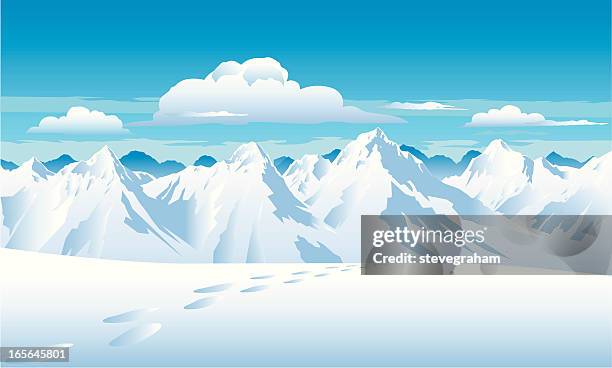 mountain snow - mountain range stock illustrations