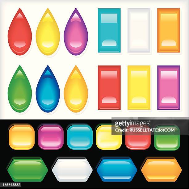 glassy gems - multi coloured buttons stock illustrations