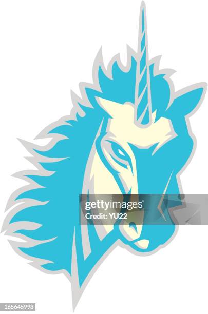 unicorn head mascot 2 - innocence stock illustrations