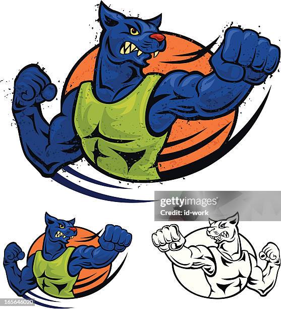 panther punching - kickboxing stock illustrations