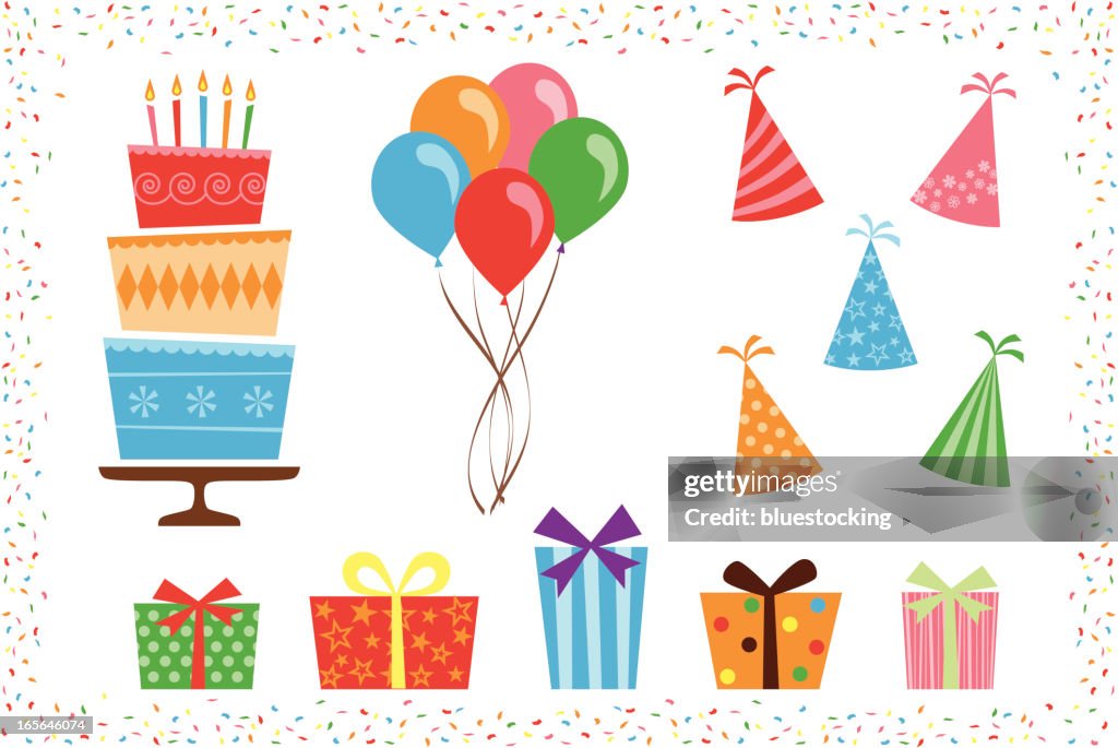 Geburtstag-Partei-Symbol Elemente