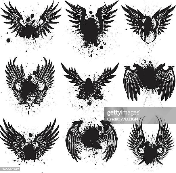 bildbanksillustrationer, clip art samt tecknat material och ikoner med spread wing splatter - graffiti angel wings