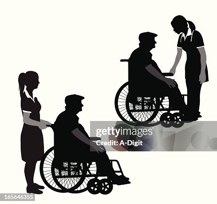 Nurse'n Elderly Vector Silhouette Nurse'n Elderly Vector Silhouette