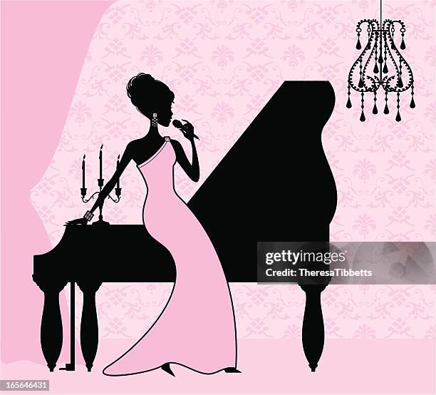 girly piano singer - grand piano inside stock illustrations