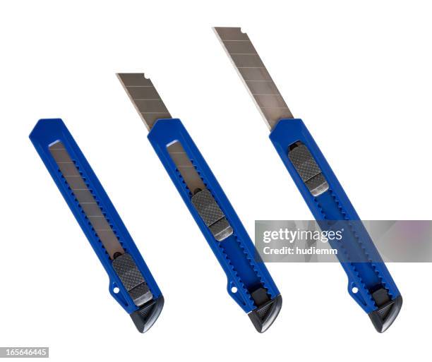 box cutter knife (clipping path!) isolated on white - swiss army knife stock pictures, royalty-free photos & images