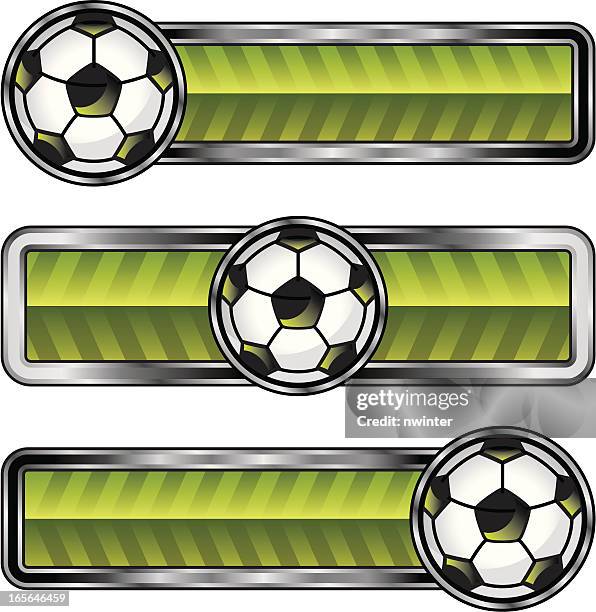 glossy soccer banners - chrome background stock illustrations