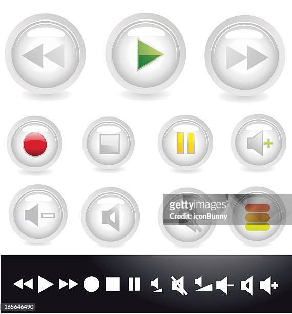 glass media buttons - fast forward stock illustrations