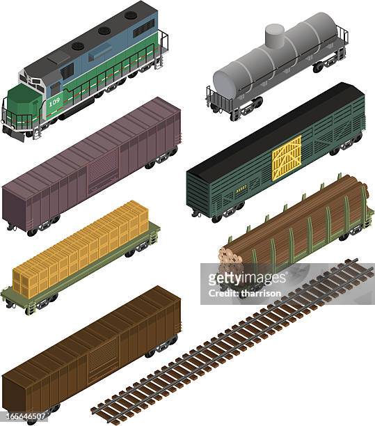 illustrazioni stock, clip art, cartoni animati e icone di tendenza di treno auto isometrici - vagone