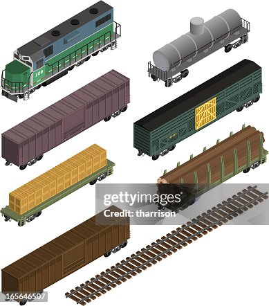 Train Cars Isometric Train Cars Isometric