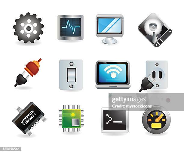 web icons computer - waveform monitor stock illustrations