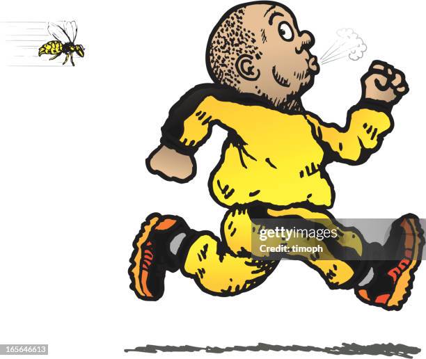 jogger and wasp - track suit stock illustrations