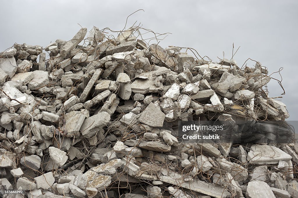 Gray rubble at a building site