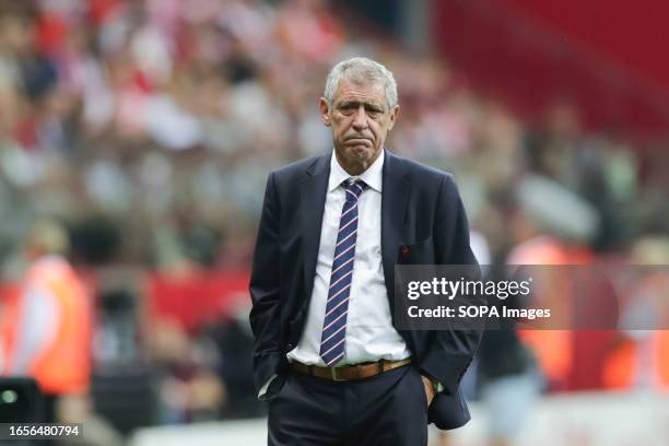 Coach Fernando Santos of Poland seen in action during the European Championship 2024-Qualifying round Match between Poland and Faroe Islands at PGE...