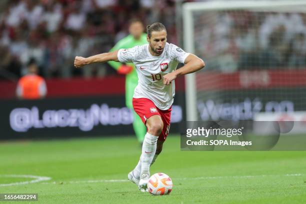 Grzegorz Krychowiak of Poland seen in action during the European Championship 2024-Qualifying round Match between Poland and Faroe Islands at PGE...