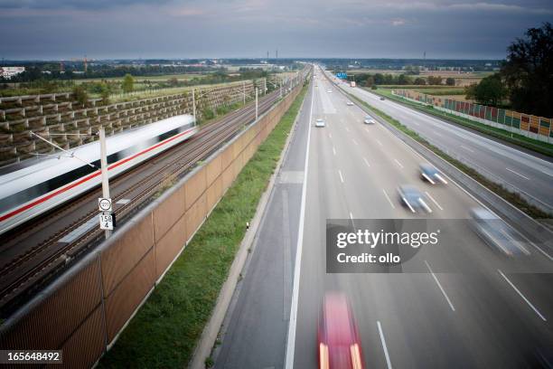 german autobahn - view from a bridge - autobahn germany stock pictures, royalty-free photos & images