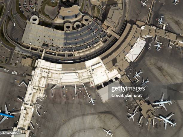 airport aerial photo - airport outside stockfoto's en -beelden